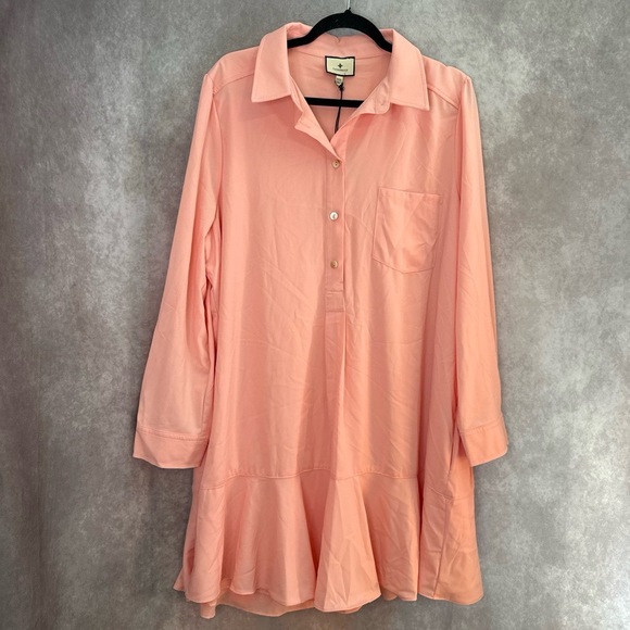 Tuckernuck Dresses & Skirts - NWT Tuckernuck‎ Callahan Shirt Dress Y23002T Peach Plus Size XXXL Longsleeve